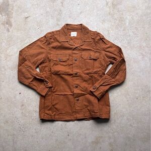 American Eagle Orange/Brown thick button-up